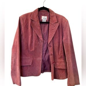 East 5th Women’s Pink Suede Leather Lined Button Up Jacket Blazer Size: Large